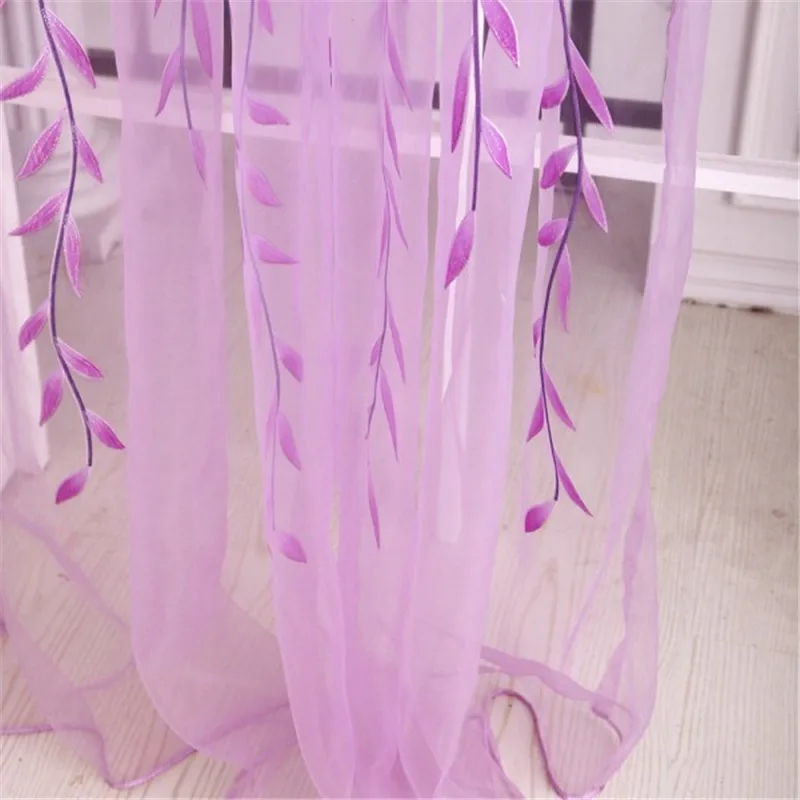 sheers curtains Willow leaf Tulles 3d Window Sheer Curtains for Living Room Bedroom Kitchen