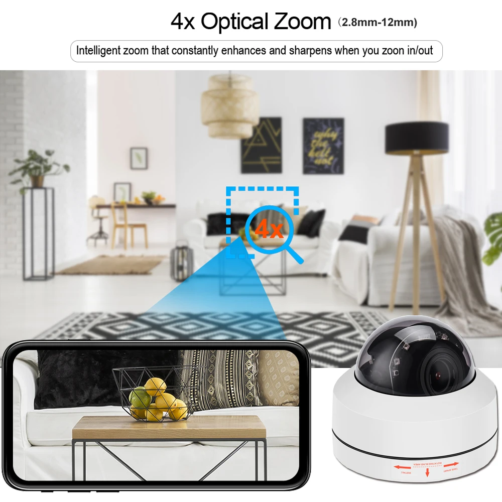 Ip камера Hamrolte PTZ Onvif 5 Мп/2 МП 4x zoom Автофокус (2 8 12 мм) скоростная купольная IP66