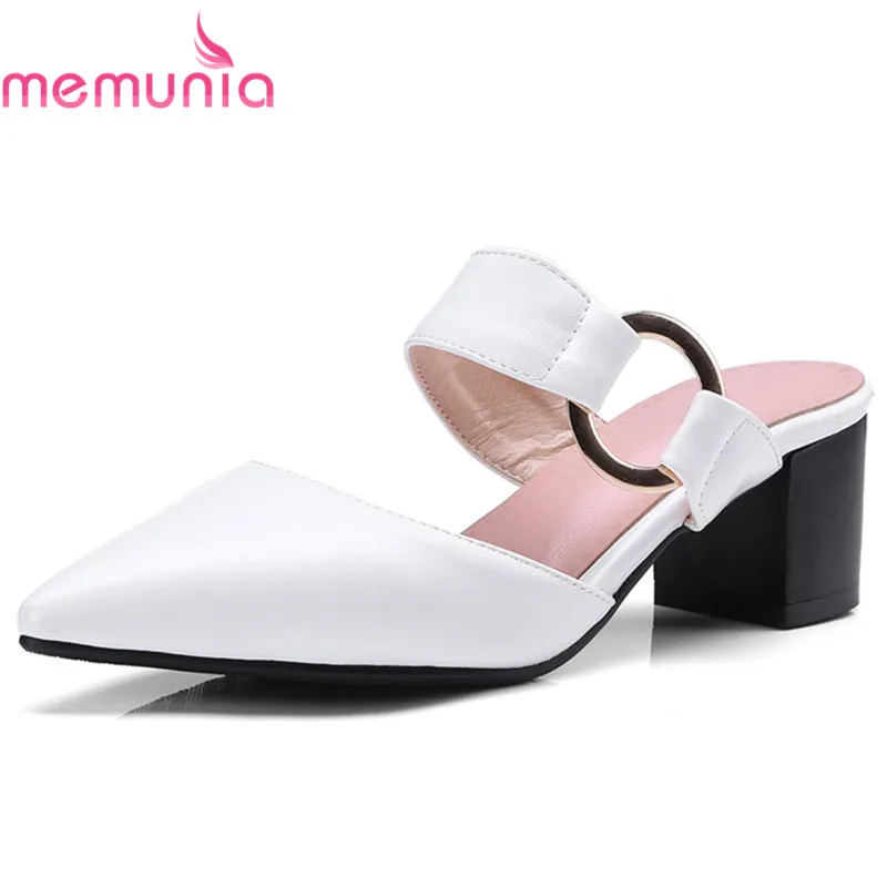 

MEMUNIA 2019 new arrival mules shoes woman pointed toe summer shoes slip on high heels shoes women pumps dress shoes female