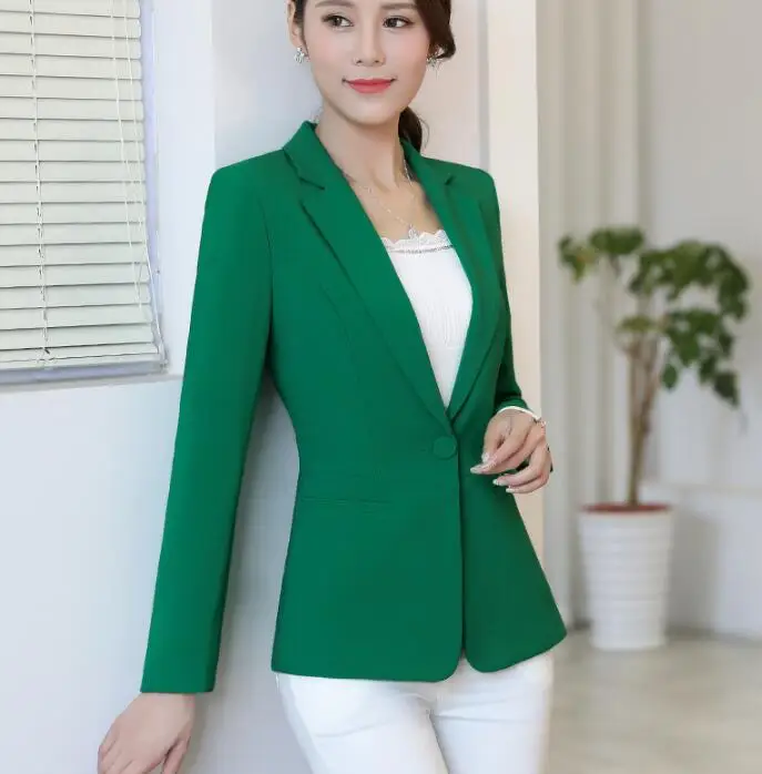 Autumn Spring One Button Korean Type Long Sleeve OL Working Office Leisure Blazers Coats
