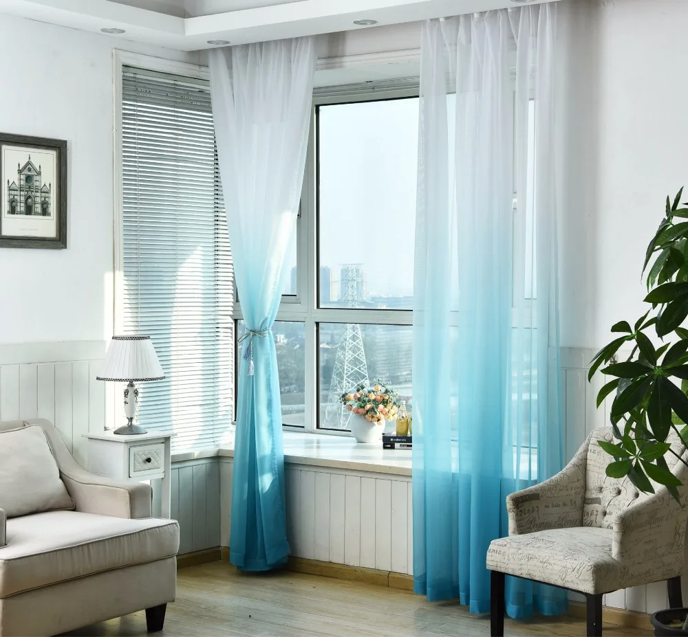 Градиентные белые оконные шторы, домашний декор, тюль, занавески для гостиной, спальни, кухни, отвесная вуаль, занавески, Cortinas P185D3