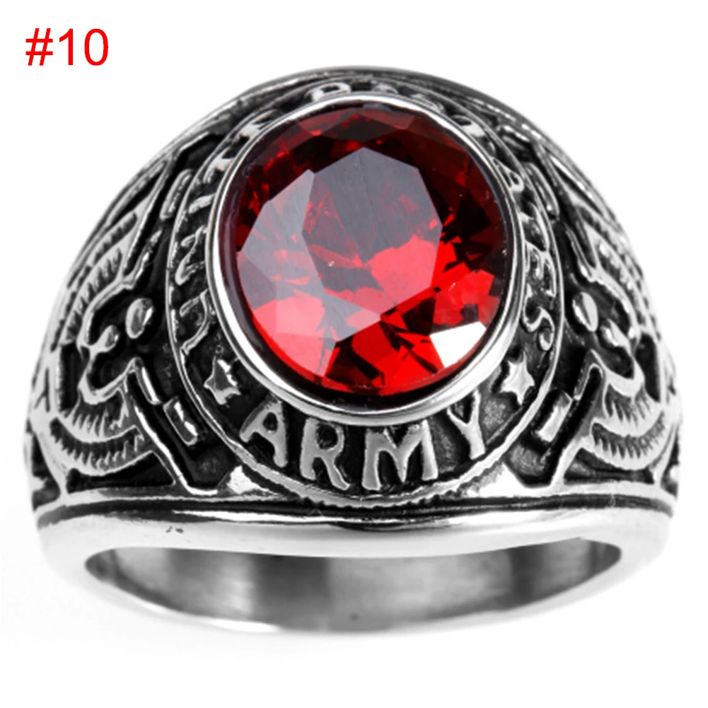 

Men Finger Rings Domineering Vintage Lightweight Titanium Steel Jewelry Rhinestone