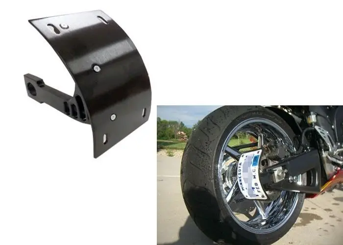 Motorcycle Parts Black Swingarm Side Mount Curve License Plate Bracket