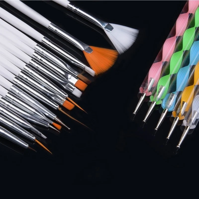 

Saviland 20pcs/set Nail Art Painting Tool Set Gel Polish Brush Pen Kit Professional Dotting Drawing Design Tools