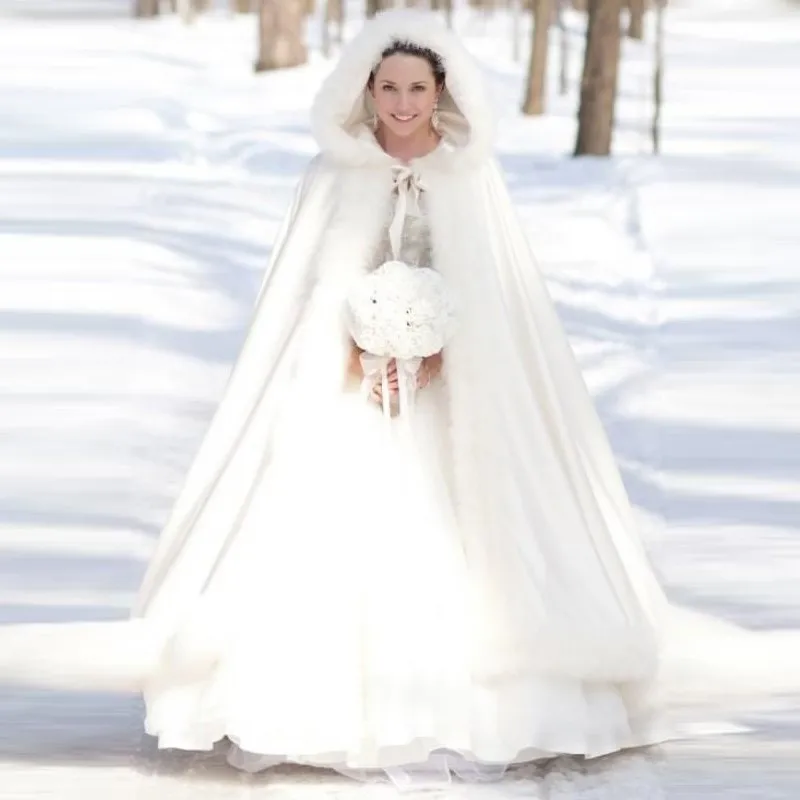 winter wedding cape with hood