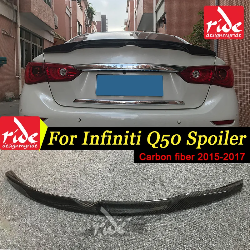 

High-quality Rear Spoiler For Infiniti Q50 Q50S Carbon Fiber Rear Trunk Spoiler Japan-Style Tail Trunk Lid Boot Lip Wing 2015-17