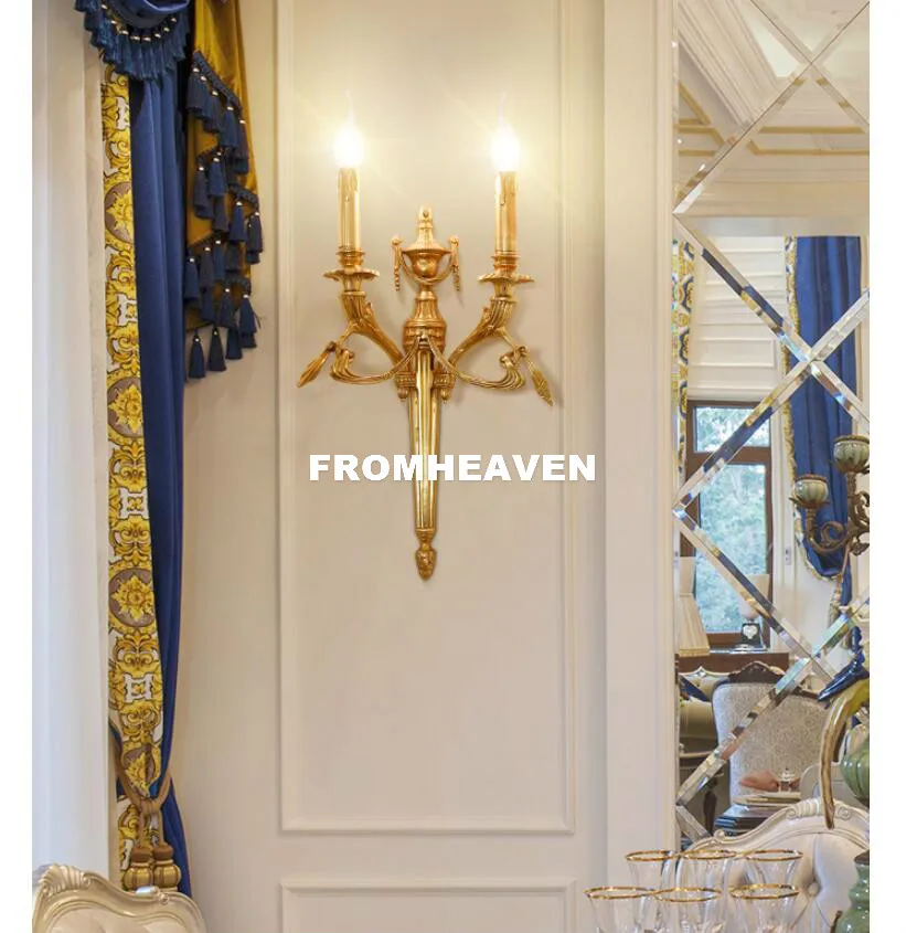 

Free Shipping American Classical Copper Wall Lamp Art Wall Light Country Style LED Sconce Lamp Fixtures Bronze E14 Bedroom Light