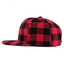 WuKe Кепка в шотландскую клетку в стиле «хип-хоп» Кепки Бейсбол скейтборд хип-хоп Кепки Для мужчин Для женщин Баскетбол бейсболка хип-хоп Размеры 55-60 см, черный+ красный