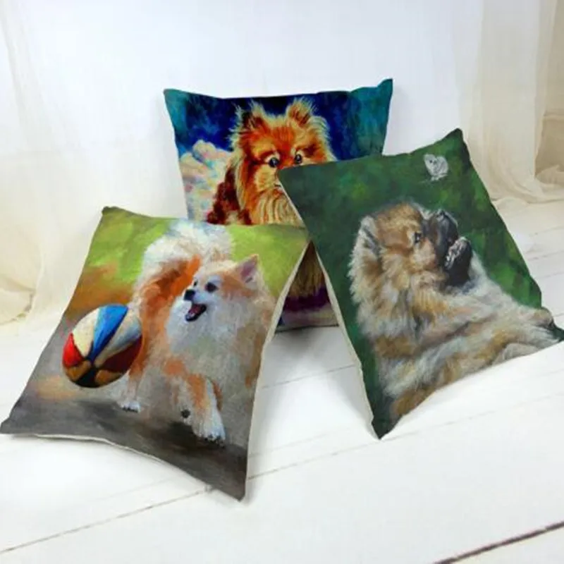 

Lively Pomeranian Cushion Cover 45*45cm Butterfly Rose Sea Print Home Decoration Couch Chair Pillow Covers Cojines Decorativos