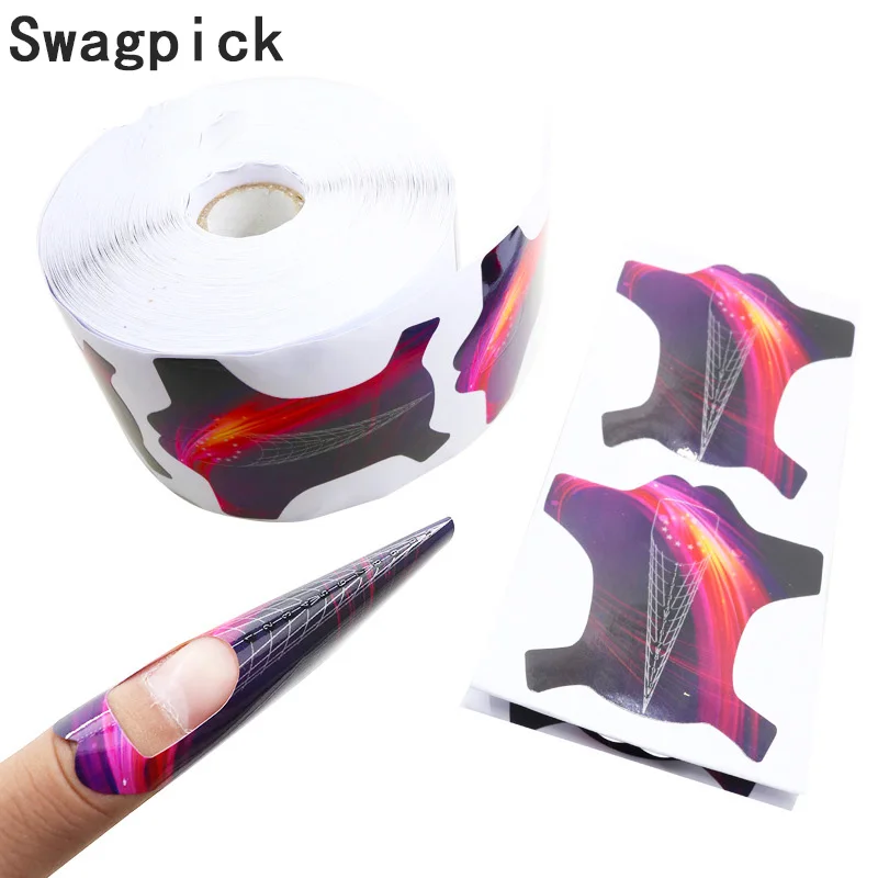 

Swagpick 100pcs Sharp Ending Adhesive Nail Form For Acrylic/UV Gel Nail Tips Extension Nails DIY Tools Manicure Pro