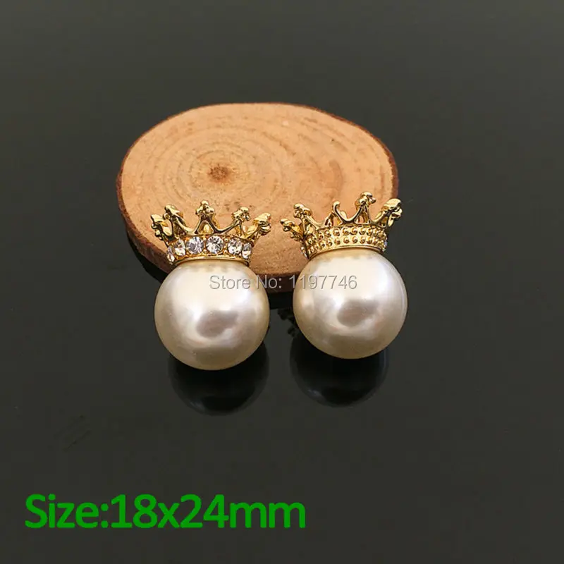 

Fashion Mini Order Finding Accessories 10 Pieces 18x24mm Crystal Rhinestone 3D Pearl Crown Charm Pendant For DIY Jewelry Making