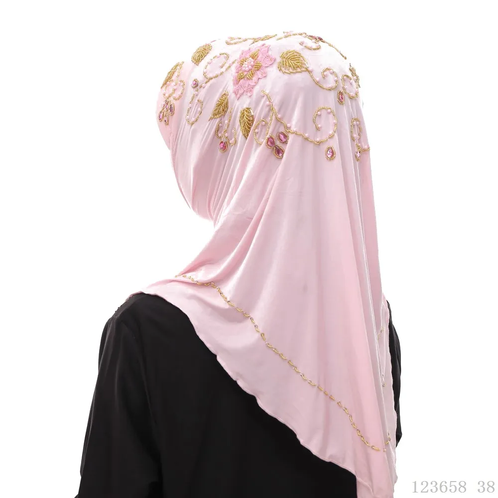 Головной убор хиджаб малазийский хиджаб однотонные кепки мусульманский бисерный тюрбан мусулман Юго-Восточной Азии женский головной платок для мусульманского платья