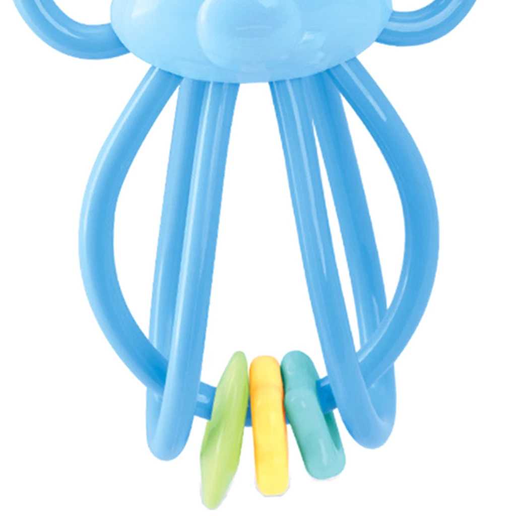 Baby Teether Ring Handbell Rattle Montessori Teething & Grasping Developmental Sound Toy for Infant Toddler - Elephant