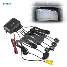 DIYKIT Автомобильный Обратный Видео парковочный радар 4 датчика заднего вида резервная система безопасности звук зуммер оповещение сигнализация для камеры автомобиля монитор