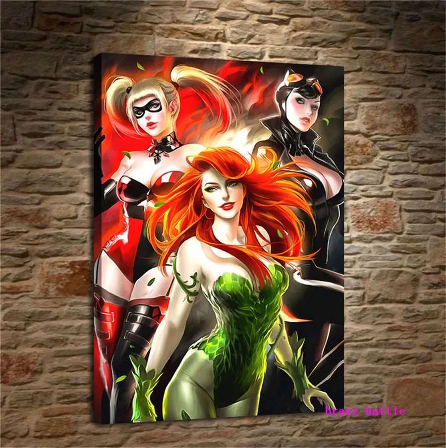 Холст с принтом Яд Плющ и Harley Quinn декор для гостиной дома Современное украшение на