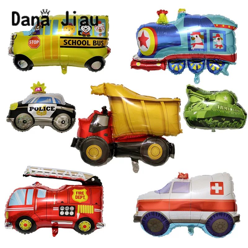 

BIG car toy foil balloon Happy Birthday Party boy gift Tank Ambulance bus Fire Truck shark Decoration holiday cartoon balloons