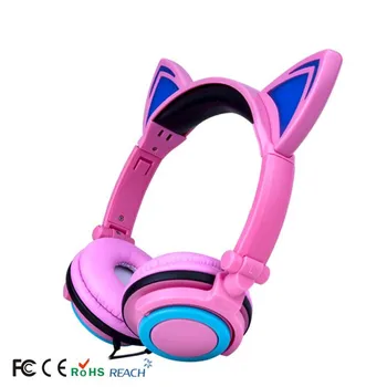 

Children 's Headphone Cartoon Cat Ears Headset Folding Mobile Phone Music Headsets Glowing Flashing Gaming Headphones for PC
