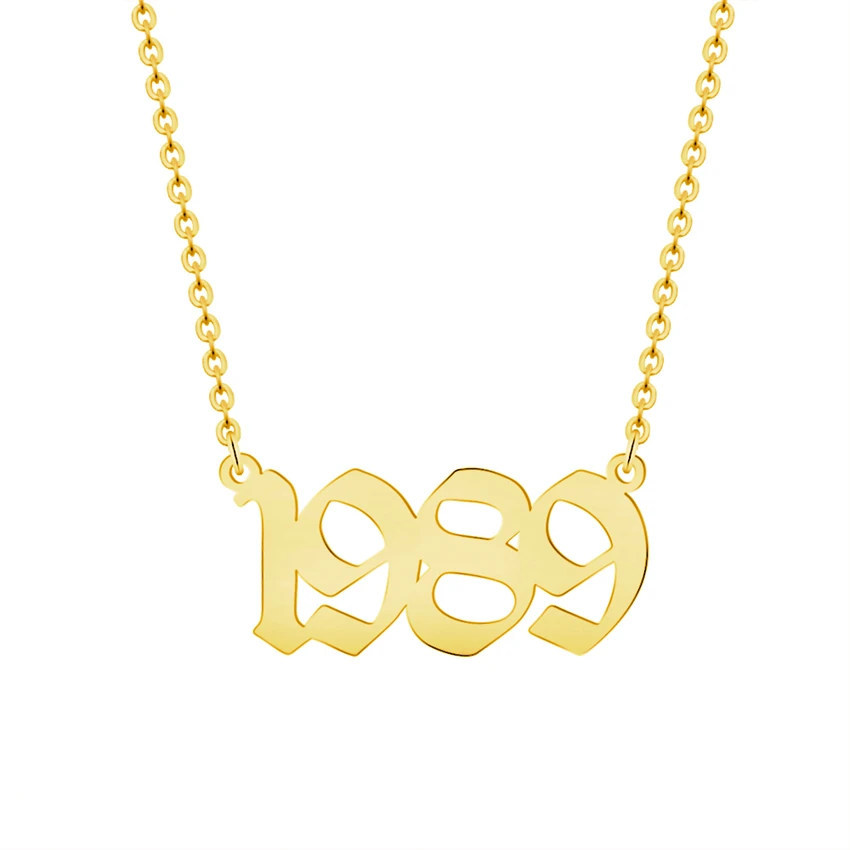 Для женщин Для мужчин желанию можно украсить ювелирными изделиями персонализированные старой английский номер ожерелья Свадебные Юбилей текущая дата цепь кулон подарок на день рождения BFF - Окраска металла: Gold Color