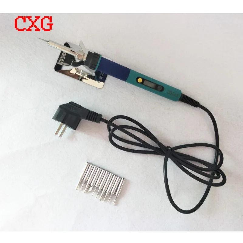 ЕС Plug 936d цифровой ЖК-дисплей Регулируемая температура Электрический паяльник ручка 220 В 60 Вт + 10 шт. советы + держатель