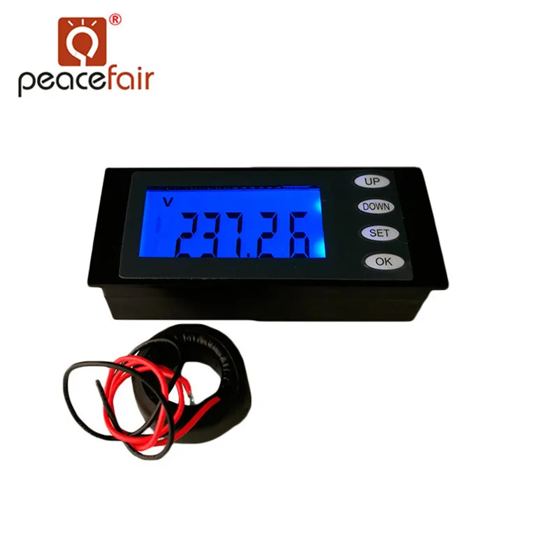 PEACEFAIR однофазный цифровой LCD Ватт метр AC 220V 100A 5IN1 напряжение тока мощность время