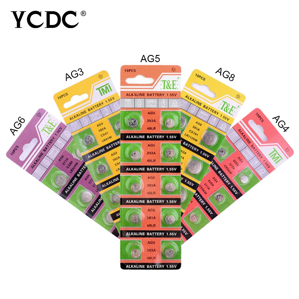 

YCDC TOP BRAND bateria pilas boton ag4 AG0 AG1 AG2 AG3 AG4 AG5 ag3 lr41 1.5V 377a 377 lr626 watch battery coin cell battery