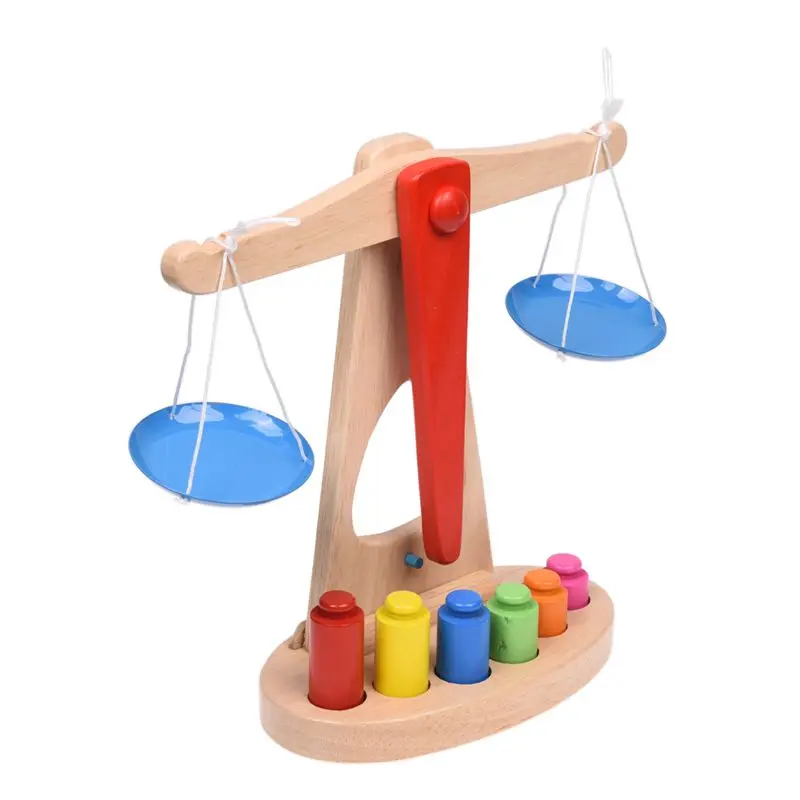 Детская игрушка деревянные весы с 6 весами, отлично подходит для обучения детей