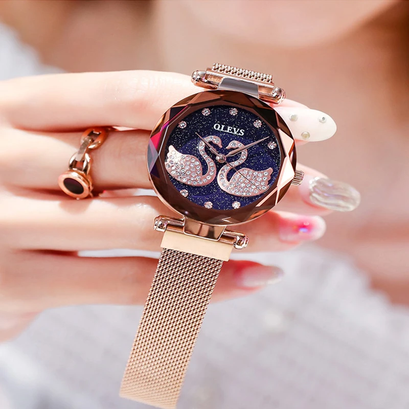 

Reloj Mujer OLEVS Luxury Gold Women Watches Minimalism Swan Fashion Casual Female Wristwatch Waterproof Stainless Steel Watch
