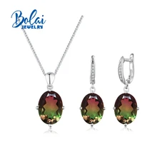 Bolaijewelry, двойной Многоцветный Кристалл, набор ювелирных изделий, серебро 925 пробы, дизайн по контракту для женщин, подарки на годовщину