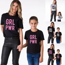 Новые женские футболки, повседневные футболки для родителей и детей GRL POWER, печатный верхний Тройник, летняя женская футболка, футболка с короткими рукавами для женщин, одежда