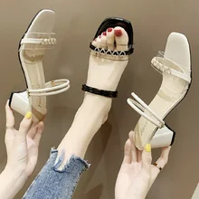 2019 summer new versatile thick with two high heel transparent sandals women 2019 summer new versatile thick with two high heel transparent sandals women