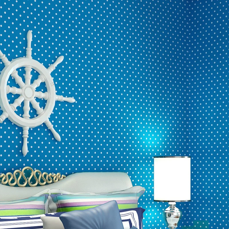 

Environmental Protection Non-woven Wallpaper For Kids Room Blue Pink Circle Dot Children Room Bedroom Background Wall Paper Roll