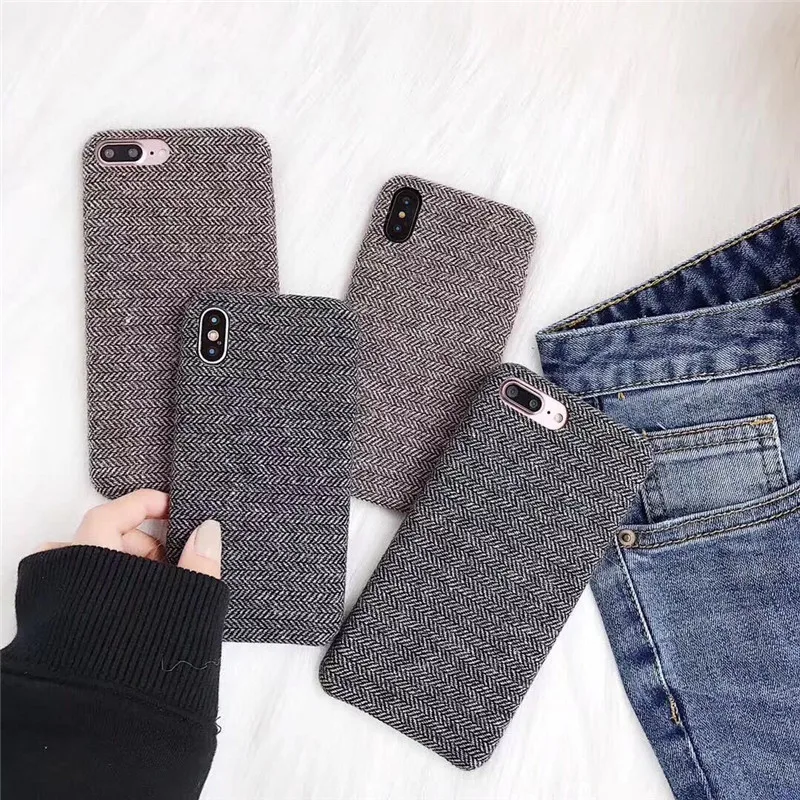 

New Yeaer 2018 Hot Selling Simple Business Soft Fabric Plastic Silicone Mobile Phone Cases For iPhone7 7Plus 6 6S 6Plus Covers