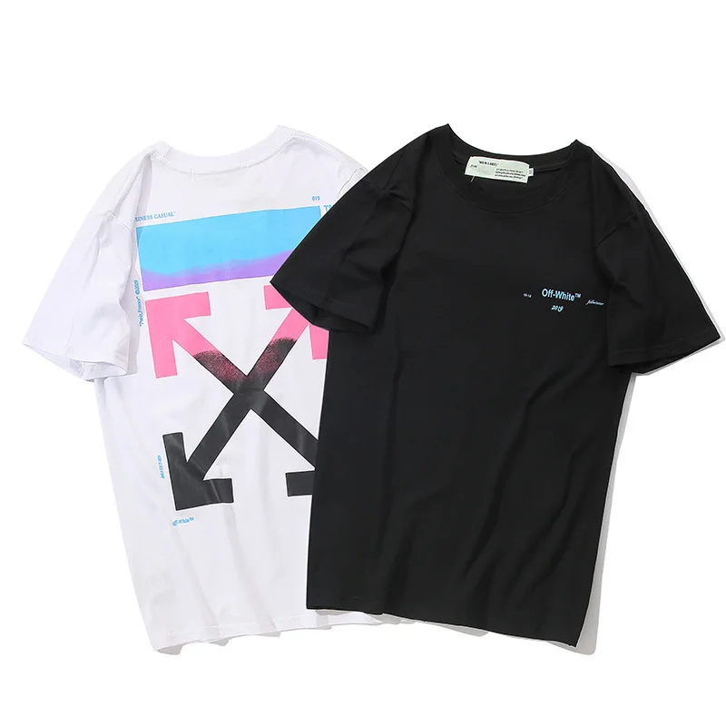 

2019 Early Spring Summer Off New Pattern White Back Printing Arrow T Pity Men And Women Short Sleeve Lovers Mount Clothes Ow
