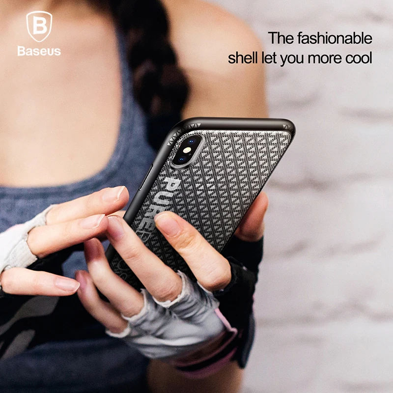

BASEUS Trendy Sports Case for iPhone X Slim Silicone + Plastic Anti knocking Case for iPhone X Coque hollow cooling Carrying
