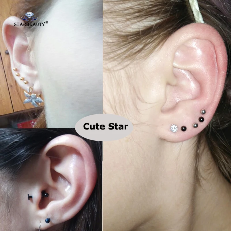 3 pcs/lot 3/4/5mm Black Barbell Earring Ear Nail Bone Piercing Tragus Labret Helix Piercing 16G Body Jewelry Industrial Pircings - Image 6