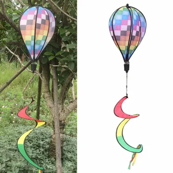 

Summer Colorful Grid Windsock Hot Air Balloon Wind Spinner Garden Outdoors Spinner Yard Decorative Stakes Wind Spinners