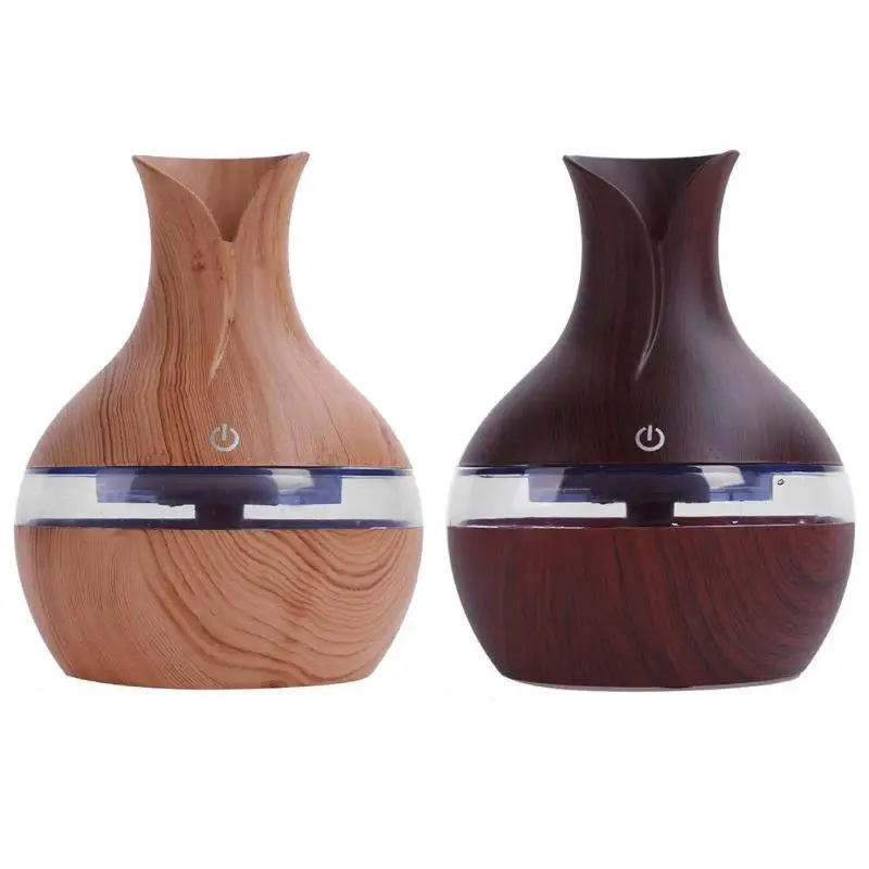 

Wood grain Oil Diffuser Ultrasonic Air Humidifier Cool Mist maker USB Intelligent Induction Touch with 7Color LED Light