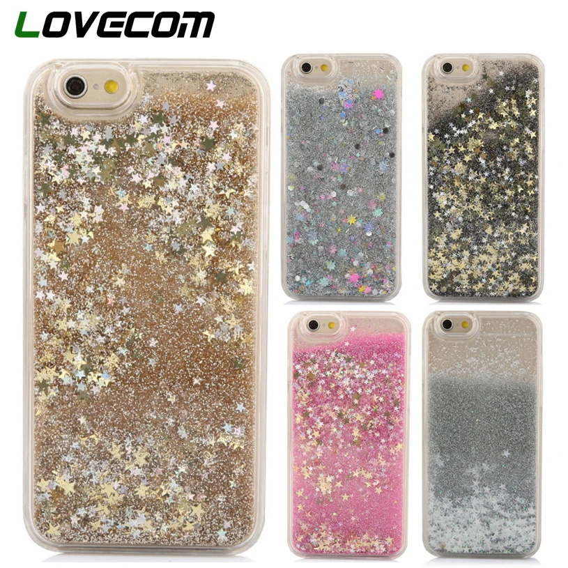 

LOVECOM Dynamic Liquid Glitter Quicksand Phone Case For iPhone 7 8 6 6S Plus 5 5S 5C SE Sequin Hard PC Protective Phone Cover