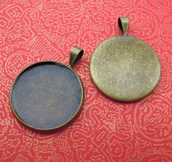 

Blank Cabochons Pendant Connetors Bases Curved Round Bezel with Bail Pendant Settings DIY Findings Antique Bronze tone Plated
