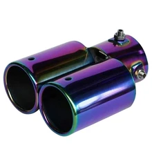 Universal Car Vehicle Exhaust Muffler Steel Tail Pipe:Straight Double Tube(Multicolor)