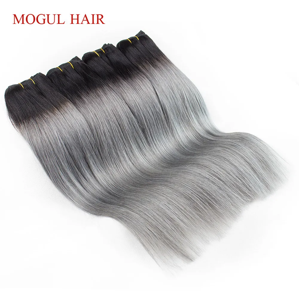 MOGUL HAIR T 1B темно серые Омбре человеческие волосы 2/3 пучки с закрытием перуанские