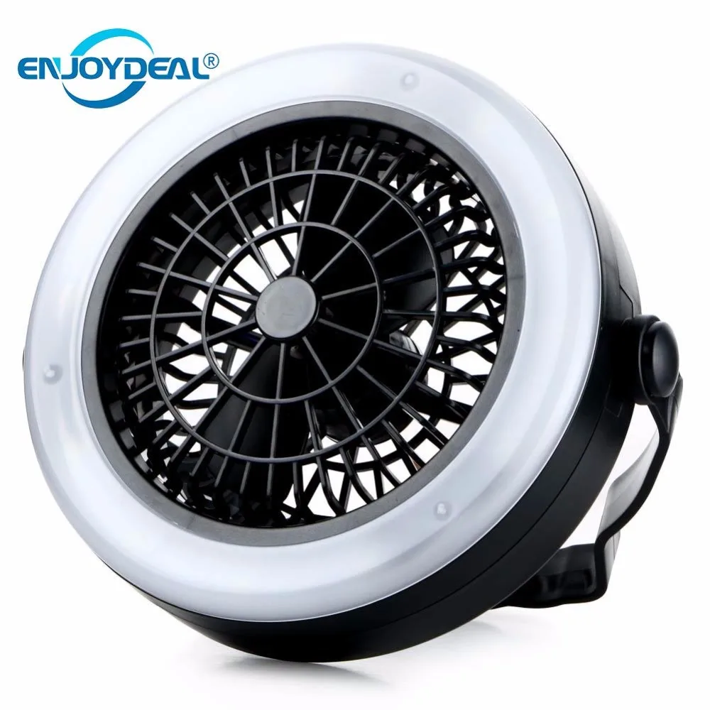 

Portable Rechargeable LED Fan Light Mini Air Cooler Outdoor Camping Tent Lamp Hanging Hook Lantern USB Rechargeable / AA Battery