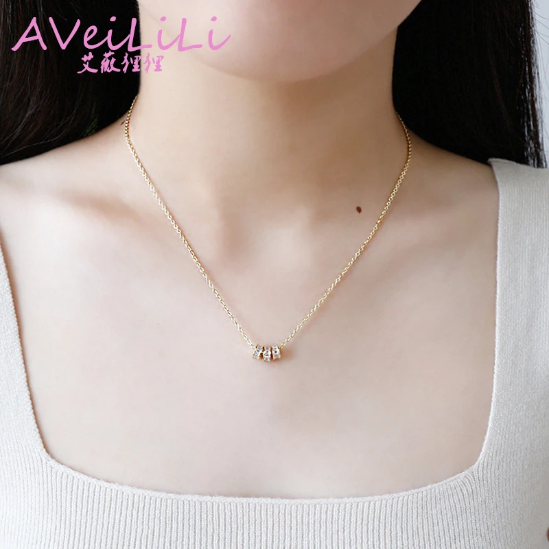 

925 sterling silver Necklaces jewelry Hollow Zircon Circle Pendant Chokers Necklace white gold Yellow gold woman