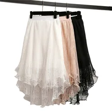 Кружевные юбки Для женщин элегантные летние Высокая талия плиссированные юбки модные Корейский Стиль выдалбливают женские офисные женские Костюмы