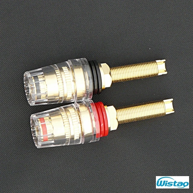 

Lengthened Terminal Pure Copper Gold-plated Crystal Housing for Speakers 25mm Board Thickness Cabinet Amplifiers Red and Black