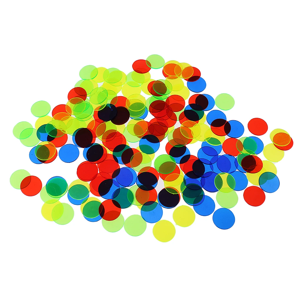 200 Pcs Plastic Poker Chips Bingo Board Games Markers Tokens Kids Counting Toy Family Club Party Supplies Mixed Color