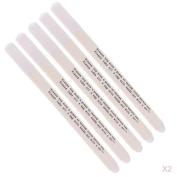 fityle 10Pcs DIY Air Erasable/Water Soluble Pen Temporary Marking for Fabric Cloth White