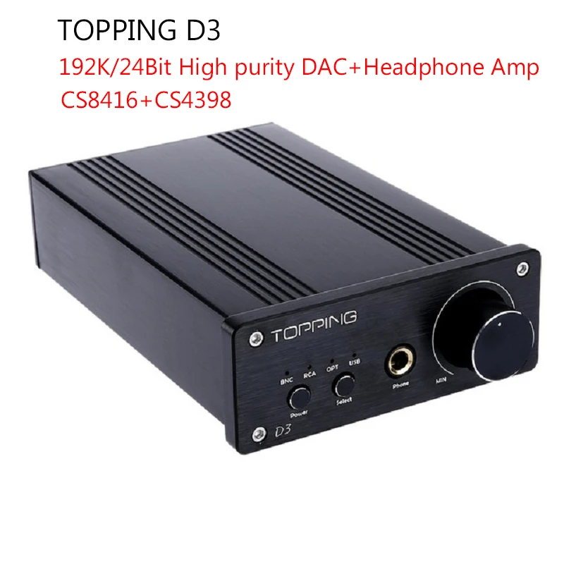 Topping D3 Portable Mini DAC 24Bit/192kHz USB Optical Coaxial BNC CS8416+CS4398 Headphone Amp Amplifiers With Power Supply Black Topping D3 Portable Mini DAC 24Bit/192kHz USB Optical Coaxial BNC CS8416+CS4398 Headphone Amp Amplifiers With Power Supply Black