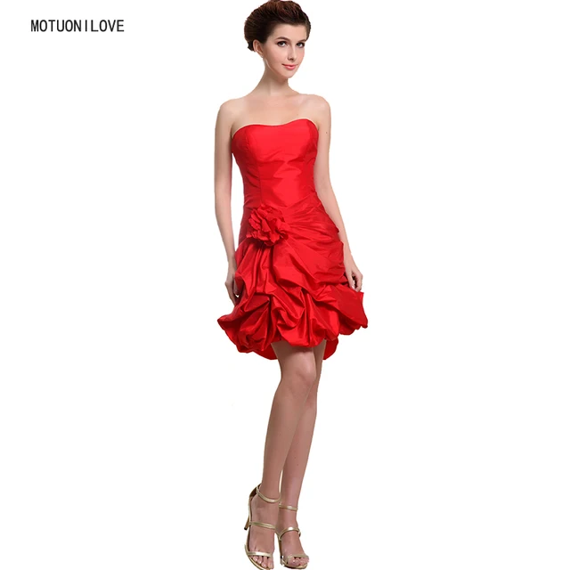 100% реальное изображение элегантное красное короткое платье