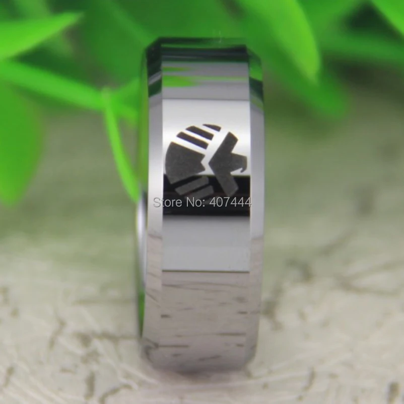 Free Shipping YGK JEWELRY Hot Sales 8MM Shiny Silver Bevel Marvel Agents of Shield Men's Wedding Tungsten Ring